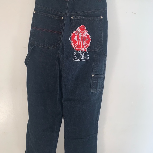 VINTAGE DENIM EMBROIDERED STRAIGHT LEG PANTS - Picture 1 of 5